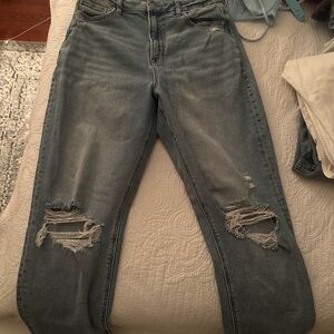 Distressed Blue Jeans